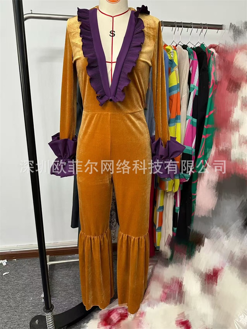 Yellow Purple Velvet Women Jum - Women'S Formal Wear For Wedding Guest avis et prix
